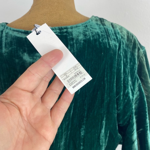 BB Dakota velvet Night Fever Wrap Dress M Ruffle Frilly Emerald Green Holiday - Picture 10 of 14